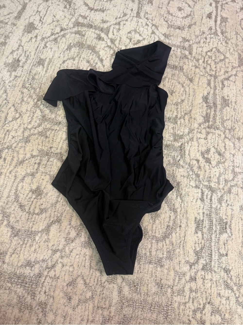 Black One-Shoulder Maternity One-Piece Swimsuit